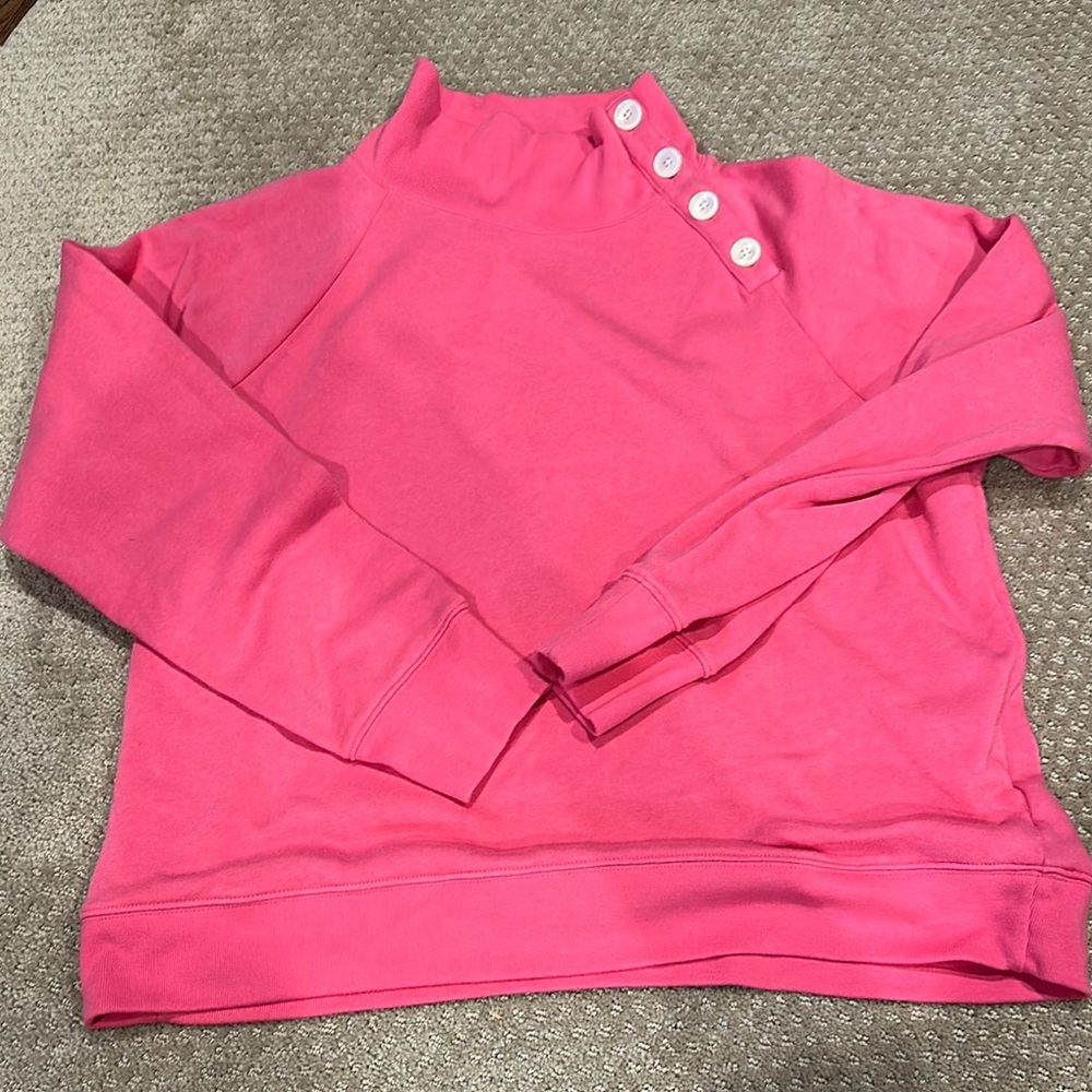 Pink Button-Up Sweatshirt JCrew